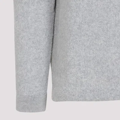 Stone Island Grey Wool Sweater With Logo In Gray