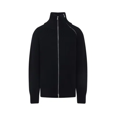 Dries Van Noten Black Wool Zip-up Cardigan In Black