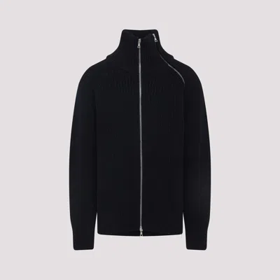 Dries Van Noten Black Wool Zip-up Cardigan In Black