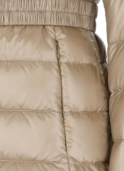 Herno Padded Quilted Down Jacket With Fur Trim In Brown