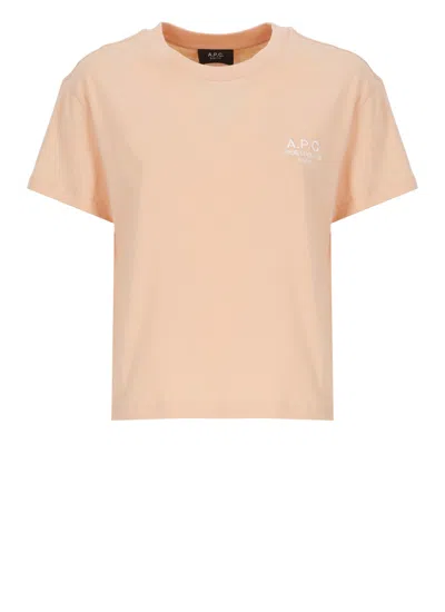 Apc A.p.c. T Shirt "rue Madame Gots" In Pink