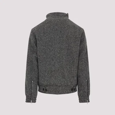 Dries Van Noten Patterned Wool Zip Jacket Front Pockets In Gray