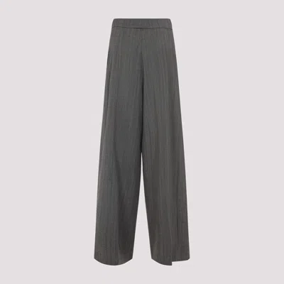 Dries Van Noten Wide Gray Wool Palazzo Pants In Gray