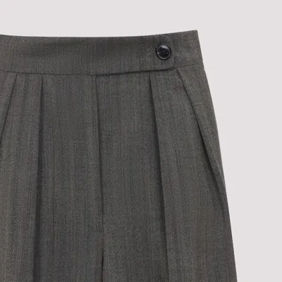 Dries Van Noten Wide Gray Wool Palazzo Pants In Gray