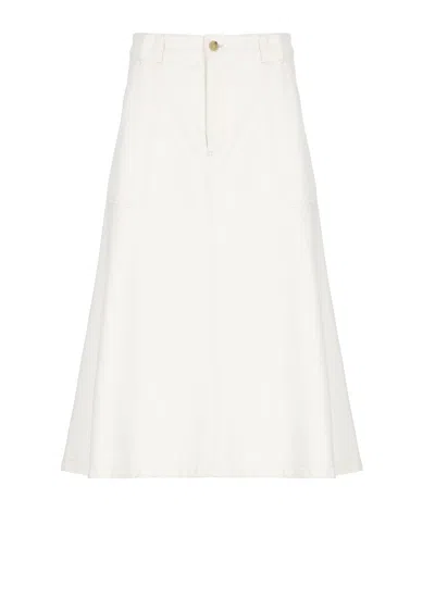 Apc Ivory A-line Cotton Skirt In White