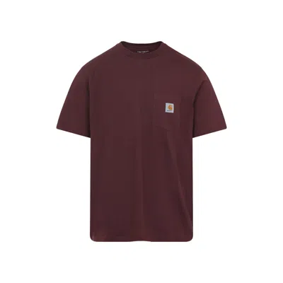 Carhartt Pocket Chest Crew Neck T-shirt In Burgundy