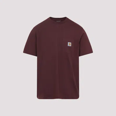 Carhartt Pocket Chest Crew Neck T-shirt In Burgundy