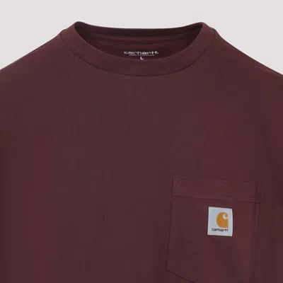 Carhartt Pocket Chest Crew Neck T-shirt In Burgundy