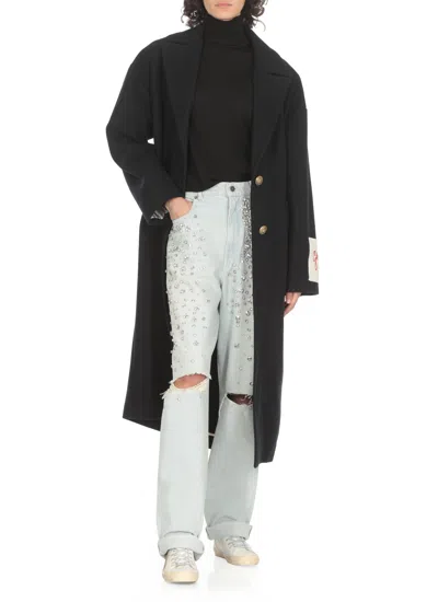 Golden Goose Cocoon Wool Coat In Blue