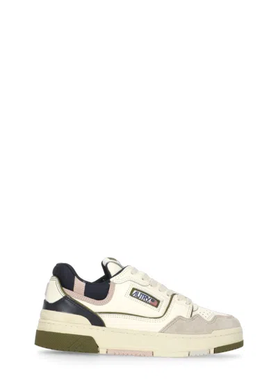 Autry Low Top Leather And Fabric Sneakers In Neutral