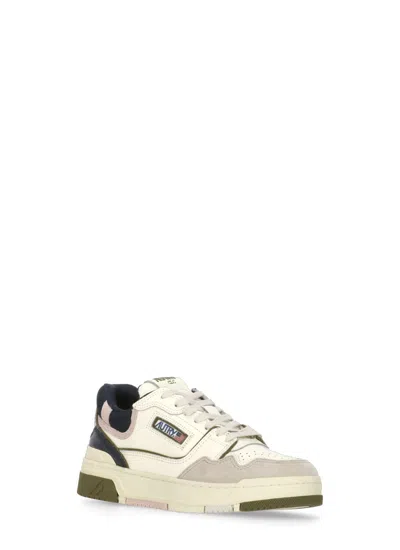 Autry Low Top Leather And Fabric Sneakers In Neutral