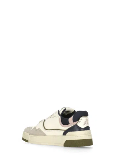 Autry Low Top Leather And Fabric Sneakers In Neutral