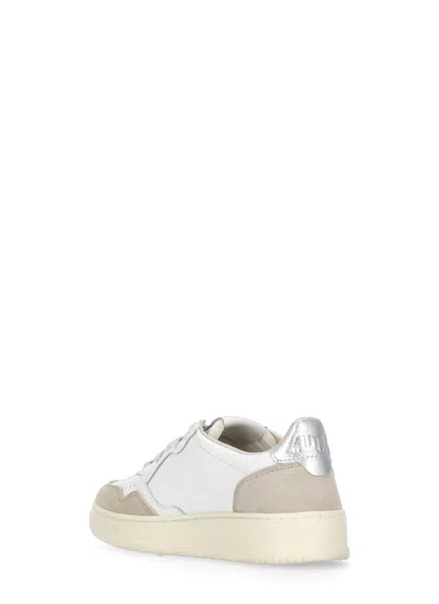 Autry Medalist Low Leather And Suede White And Powder Sneakers In Multi