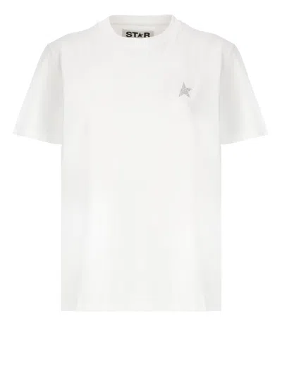 Golden Goose Star White Cotton Crew-neck T-shirt In White