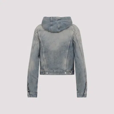 Acne Studios Cropped Denim Jacket With Hood In Gray