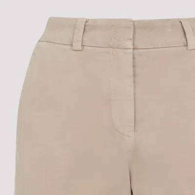 Peserico Beige Stretch Cotton Pants With Turn-up Hems In Neutral