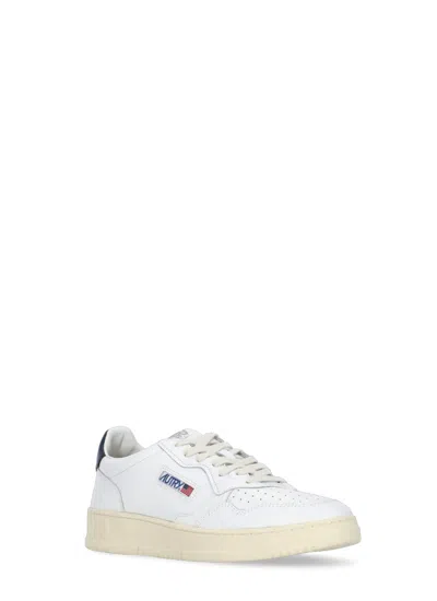 Autry Medialist' White Leather Sneakers In White
