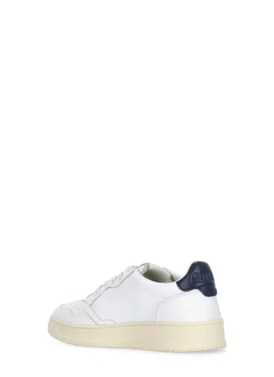 Autry Medialist' White Leather Sneakers In White