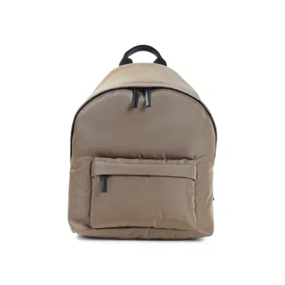Givenchy Canvas And Leather Backpack With Logo Detail In Brown