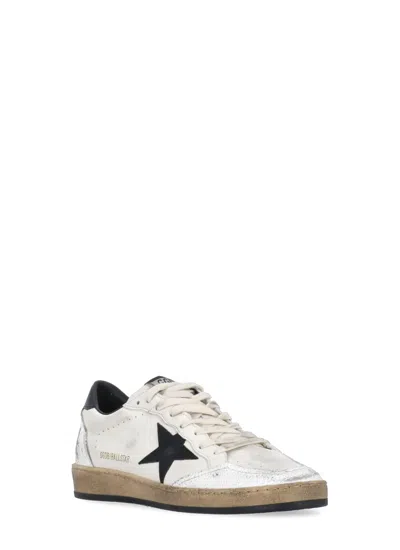 Golden Goose Ballstar' Black And White Low Top Sneakers With Star Patch On The Side And Contrasting Heel With Wri In Pink