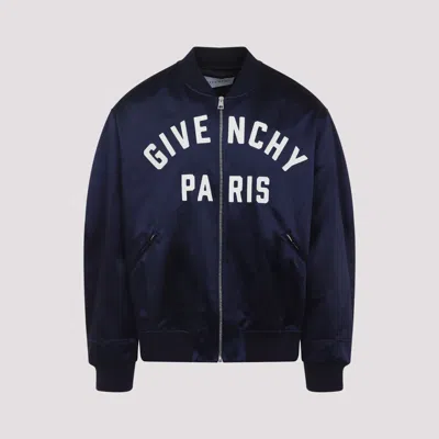 Givenchy Logo Bomber Jacket Puffer Jackets Blue In Multi