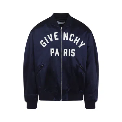 Givenchy Logo Bomber Jacket Puffer Jackets Blue In Multi