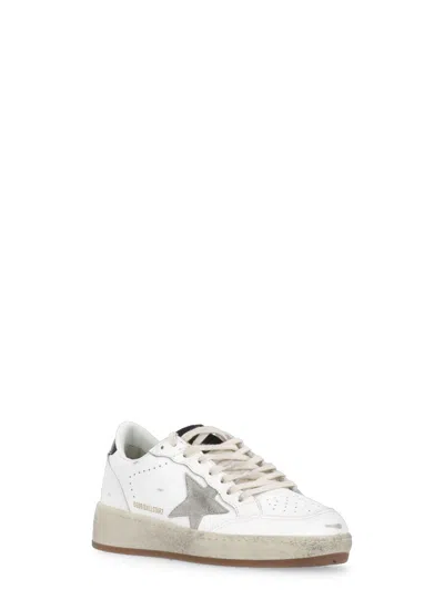 Golden Goose Women's Ballstar 2 Leather Upper And Spur Suede Star Shiny Leather Heel Sneaker In White