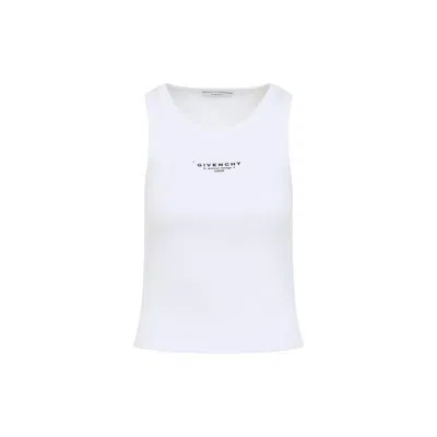 Givenchy Women Slim Tank Top With Logo Print In White