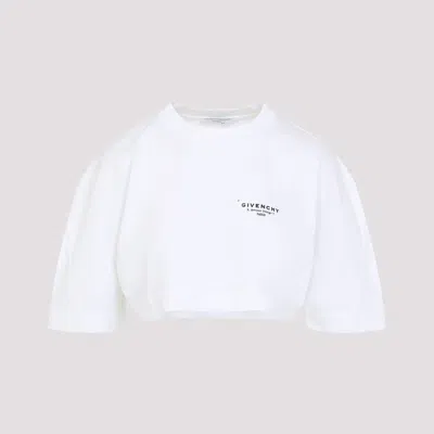 Givenchy Cropped Fit T-shirt In Cotton With Stamp Print Clothing In White