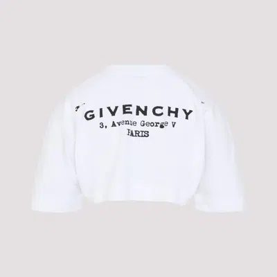 Givenchy Cropped Fit T-shirt In Cotton With Stamp Print Clothing In White