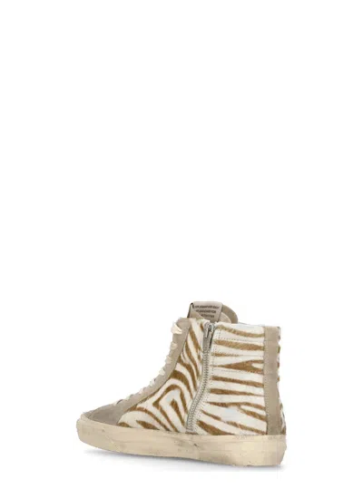 Golden Goose High-top Sneakers With Zebra-print Leather And Suede Accents In Gray