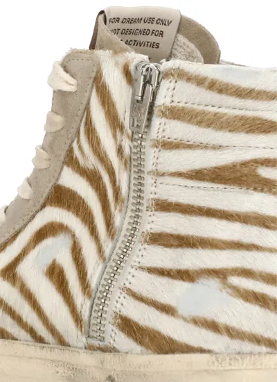 Golden Goose High-top Sneakers With Zebra-print Leather And Suede Accents In Gray
