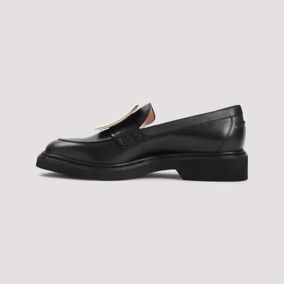 Roger Vivier Viv' Rangers Black Loafers With Metal Buckle In Black