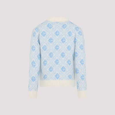 Casablanca Refined Wool Blend Sweatshirt With Classic Collar In Multi