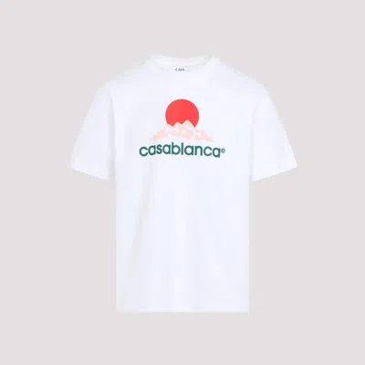 Casablanca White Crewneck Logo Printed T-shirt In White