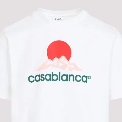 Casablanca White Crewneck Logo Printed T-shirt In White