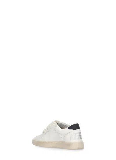 Golden Goose Ball Star Sneakers In Leather With Grey Suede Star And Blue Leather Heel Tab In White