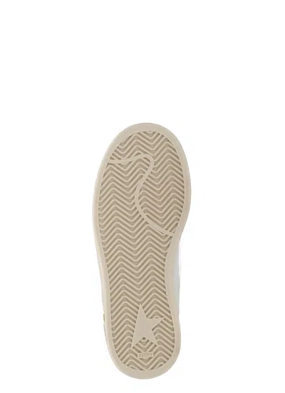 Golden Goose Ball Star Sneakers In Leather With Grey Suede Star And Blue Leather Heel Tab In White