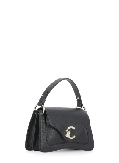Coccinelle Structured Cowhide Leather Handbag With Adjustable Strap In Black