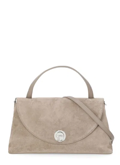 Coccinelle Dove Grey Suede Leather Shoulder Bag In Gray