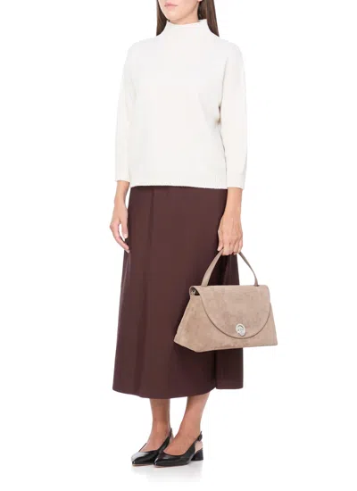 Coccinelle Dove Grey Suede Leather Shoulder Bag In Gray