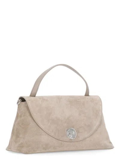 Coccinelle Dove Grey Suede Leather Shoulder Bag In Gray