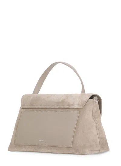Coccinelle Dove Grey Suede Leather Shoulder Bag In Gray