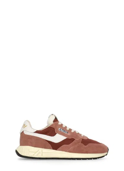 Autry Reelwind Leather-trimmed Suede And Shell Sneakers In Pink