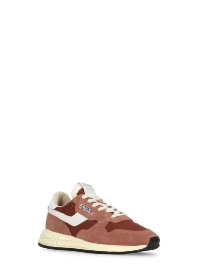 Autry Reelwind Leather-trimmed Suede And Shell Sneakers In Pink
