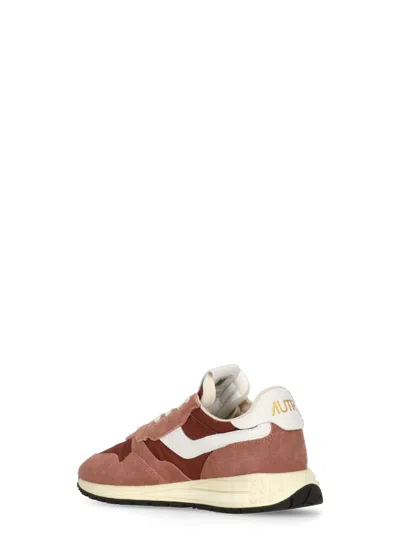 Autry Reelwind Leather-trimmed Suede And Shell Sneakers In Pink