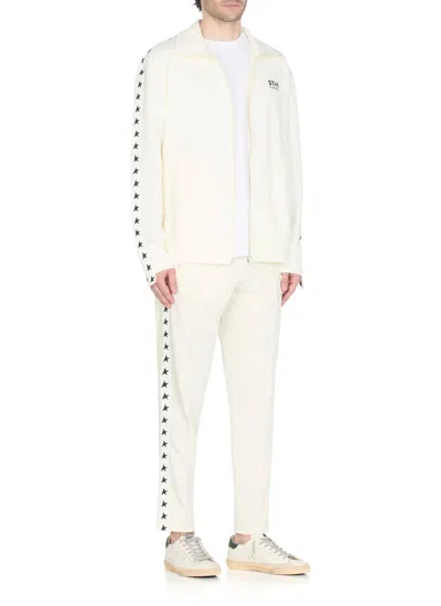 Golden Goose White T-shirt With Round Neck And One Star Logo Print On The Front In Cotton Man