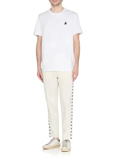Golden Goose White T-shirt With Round Neck And One Star Logo Print On The Front In Cotton Man