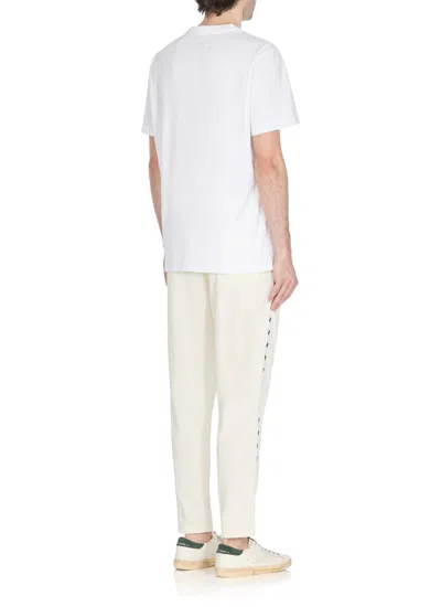 Golden Goose White T-shirt With Round Neck And One Star Logo Print On The Front In Cotton Man