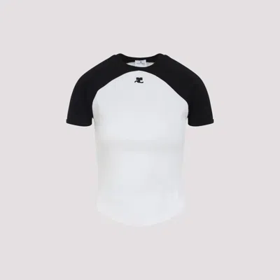 Courrèges Circle Contras T-shirt Woman Black And White In White